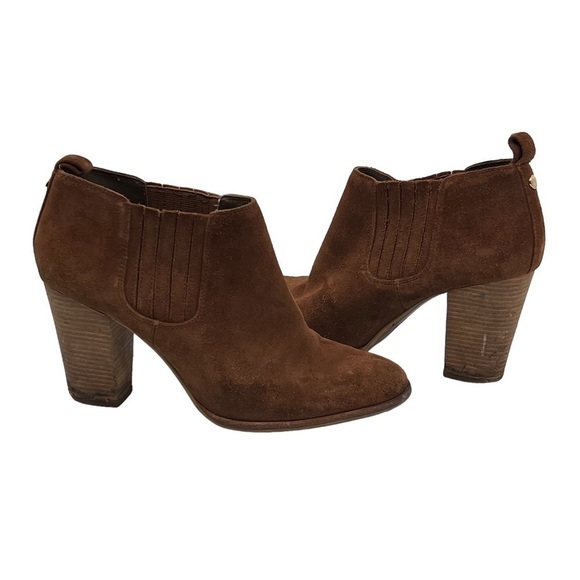 MICHAEL Michael Kors Brown Suede Heeled Slip On Booties Size 7 Women's - Picture 1 of 9